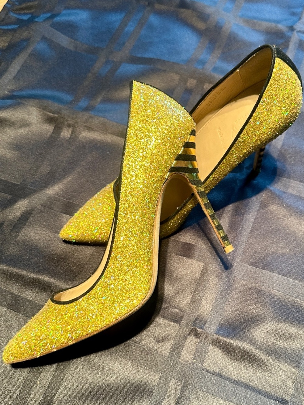 J.Crew Collection Gold & Black Heels (sz 8.5)